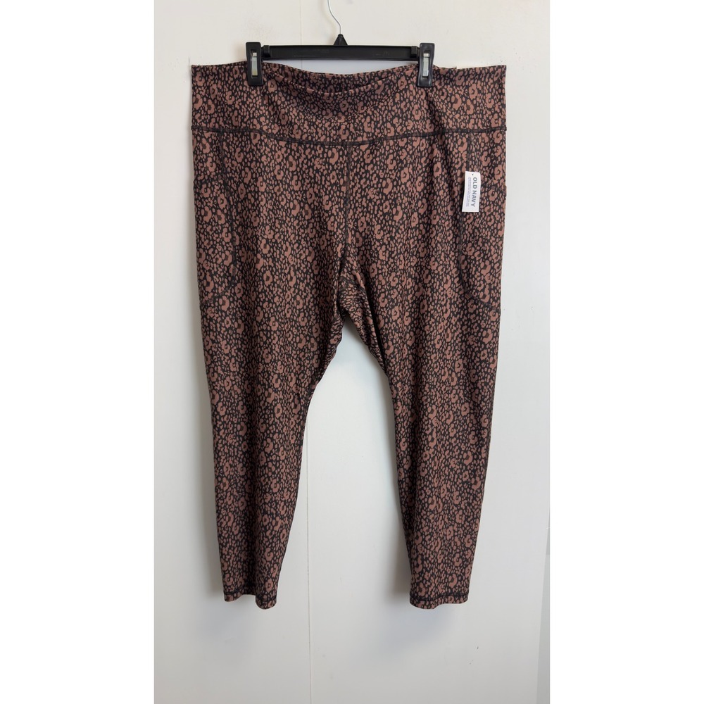 Old Navy Active Powersoft High Rise 7/8 Ankle Leggings Leopard Print Brown 3X